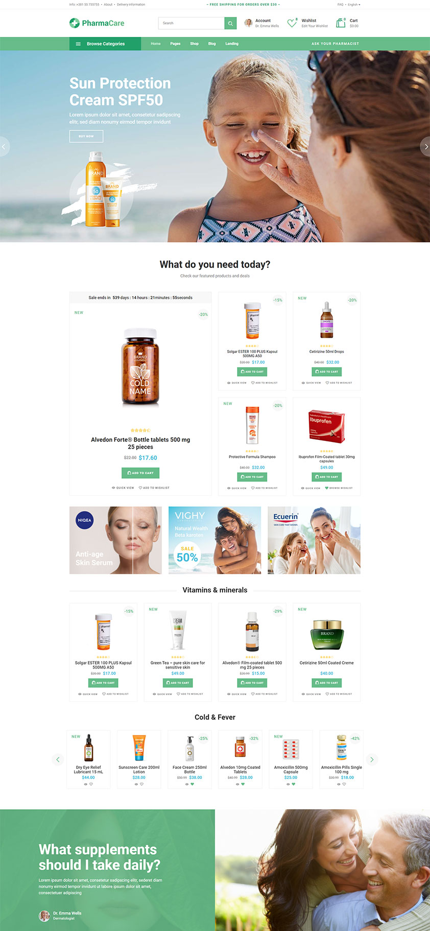 PharmaCare WordPress Template 1