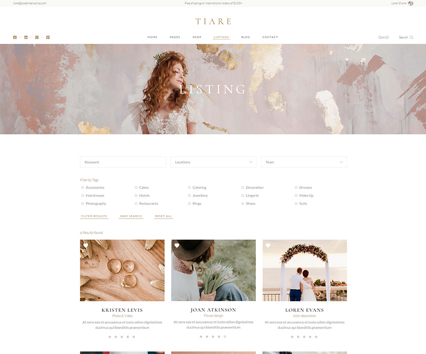 Tiare WordPress Template 2