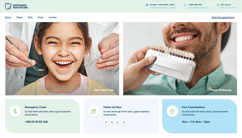 DentaMedi WordPress Template 1