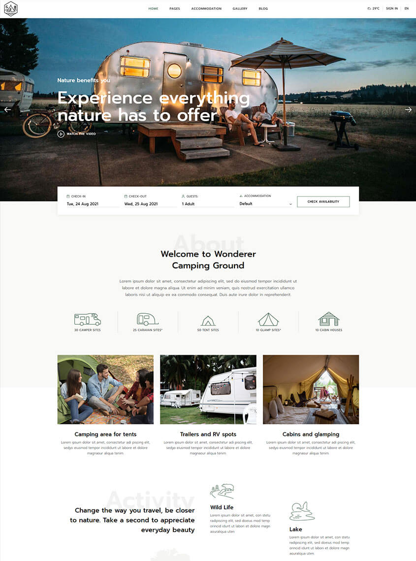 Kamperen WordPress Template 1