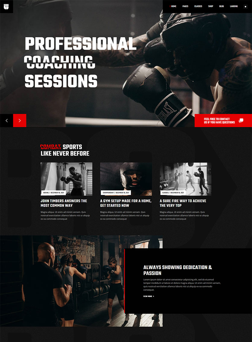 Knockout WordPress Template 1