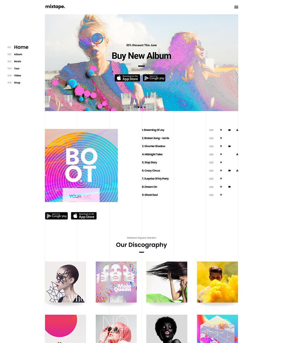 Mixtape WordPress Template 2